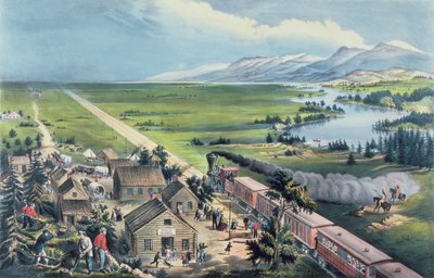 大陸を越えて：「帝国のコースの西方はそれが取る方法です」、パブ。 Currier and Ives、ニューヨーク、1868 作： Frances Flora Bond Palmer